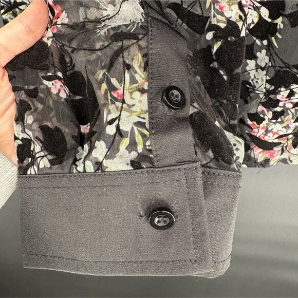 Jogal Men's Sheer Velvet Burnout Floral Shirt XXL Black Going Out Top Whimsigoth - Picture 3 of 8